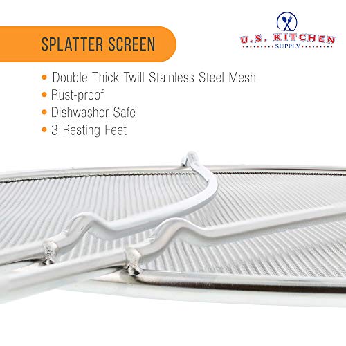 U.S. Kitchen Supply Stainless Steel Splatter Guard 13" Fine Mesh Cover, Grease & Oil, Splatter Screen for Frying Pan, Cooking Pots, with Resting Feet - Image 3