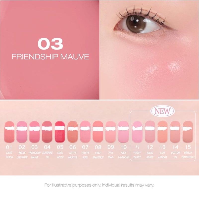 PERIPERA SYRUPY TOK CHEEK 15 Colors, Liquid Blush, Dewy Finish and Hydrates All day, Soft Velvet Texture Face Cheek Tint (03 FRIENDSHIP MAUVE) - Image 5