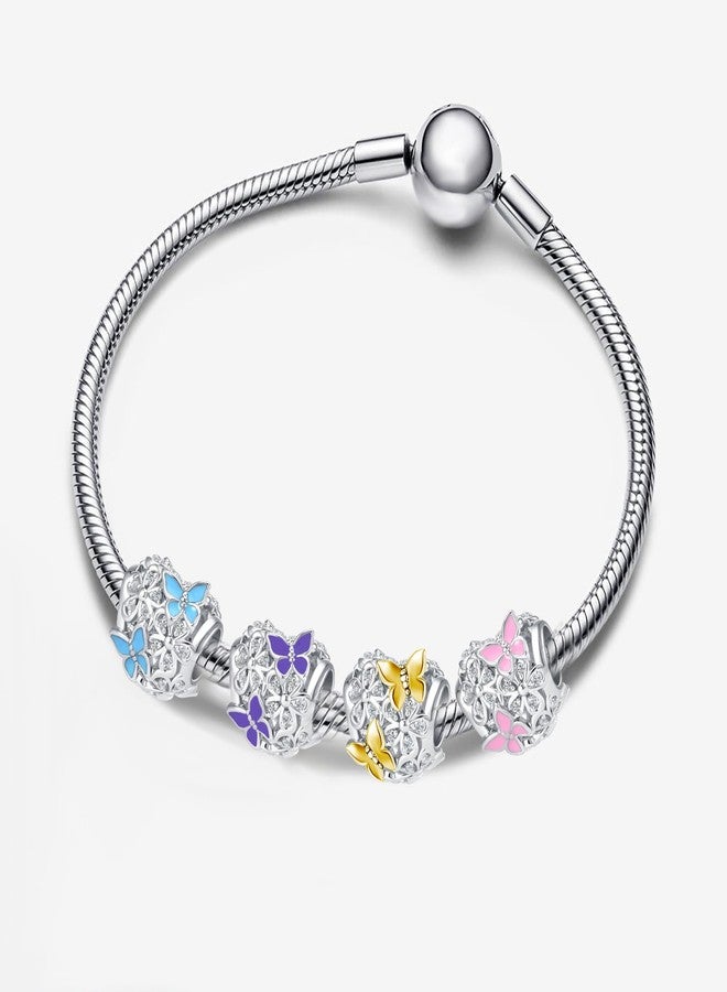 OutstandLong Butterfly Charm for Pandora Bracelets Flower Floral Hearts Golden Enamel Bead for Friend Sister Mom - Image 2