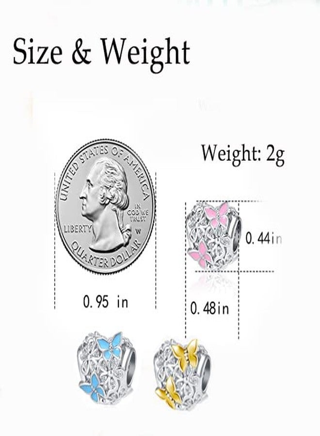 OutstandLong Butterfly Charm for Pandora Bracelets Flower Floral Hearts Golden Enamel Bead for Friend Sister Mom - Image 3