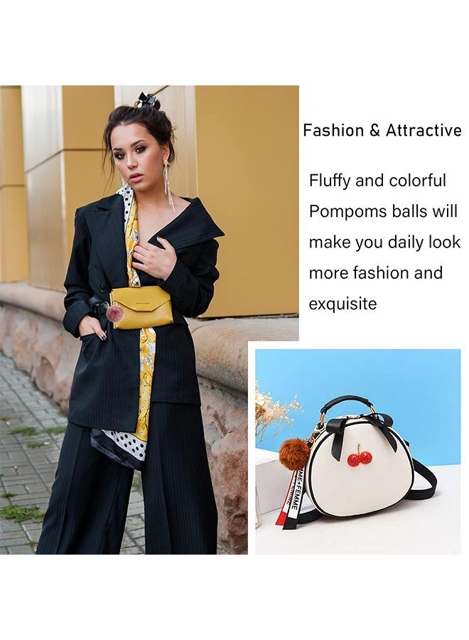 6 Pcs Fluffy Keyring Keychains, for School Bags Key Rings Girls Plush Keychain Accessories Rabbit Bag Car Backpack Hanging Ornament For Women (Colorful) - Image 3