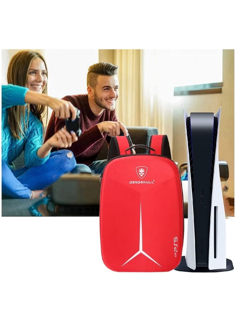 DEADSKULL PS5 Carrying Case Travel Storage Bag Compatible with Sony PlayStation 5 Red Protective Portable Organizer for Gaming Console Daily Use - Image 3