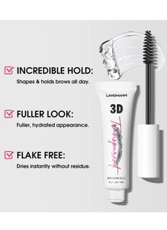 LANGMANNI 3D Eyebrow Glue - Clear Brow Fix Gel, Transfer Proof Eyebrow Mascara Long Lasting Waterproof and Sweat Proof Eyebrow Repair Liquid Brows Styling  - Image 2