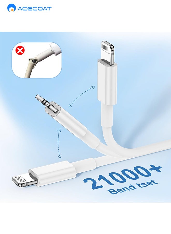 ايسكوت كيبل لايتنينج معتمد من ام اف اي - شاحن ايفون بطول 3 قدم من لايتنينج الى USB A متوافق مع ايفون 14 13 12 SE 2020 11 Xs ماكس XR X 8 7 6S 6 بلس 5S ايباد برو ايبود ايربودز - ابيض  - Image 4