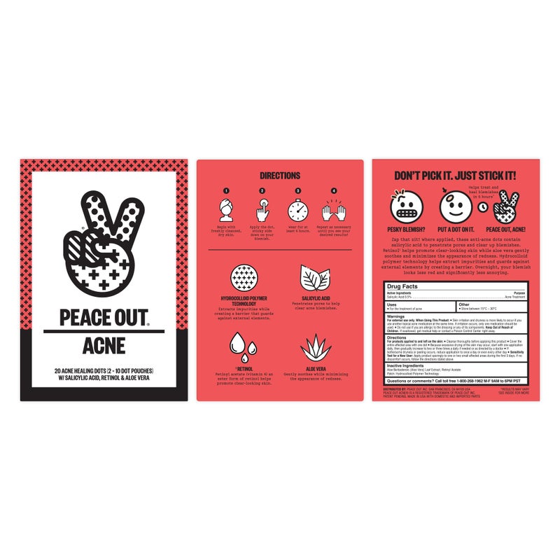 PEACE OUT Early Stage Acne Dots Helps Target Blemishes Below the Surface, Hydrocolloid Pimple Patches Minimize Bumps Before They Appear with Dissolving Microneedles, Salicylic Acid, 8 Count - Image 2