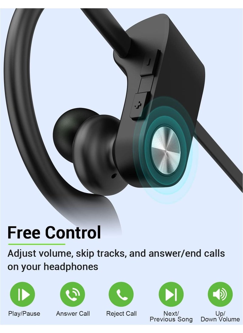 lekikpo Lekikpo Bluetooth Headphones, 5.3 Wireless Sports Earbuds IPX7 Waterproof with Mic, Stereo Sweatproof in-Ear Earphones, Noise Cancelling Headsets for Gym Running Workout, 16 Hours Playtime - Black&Grey  - Image 3
