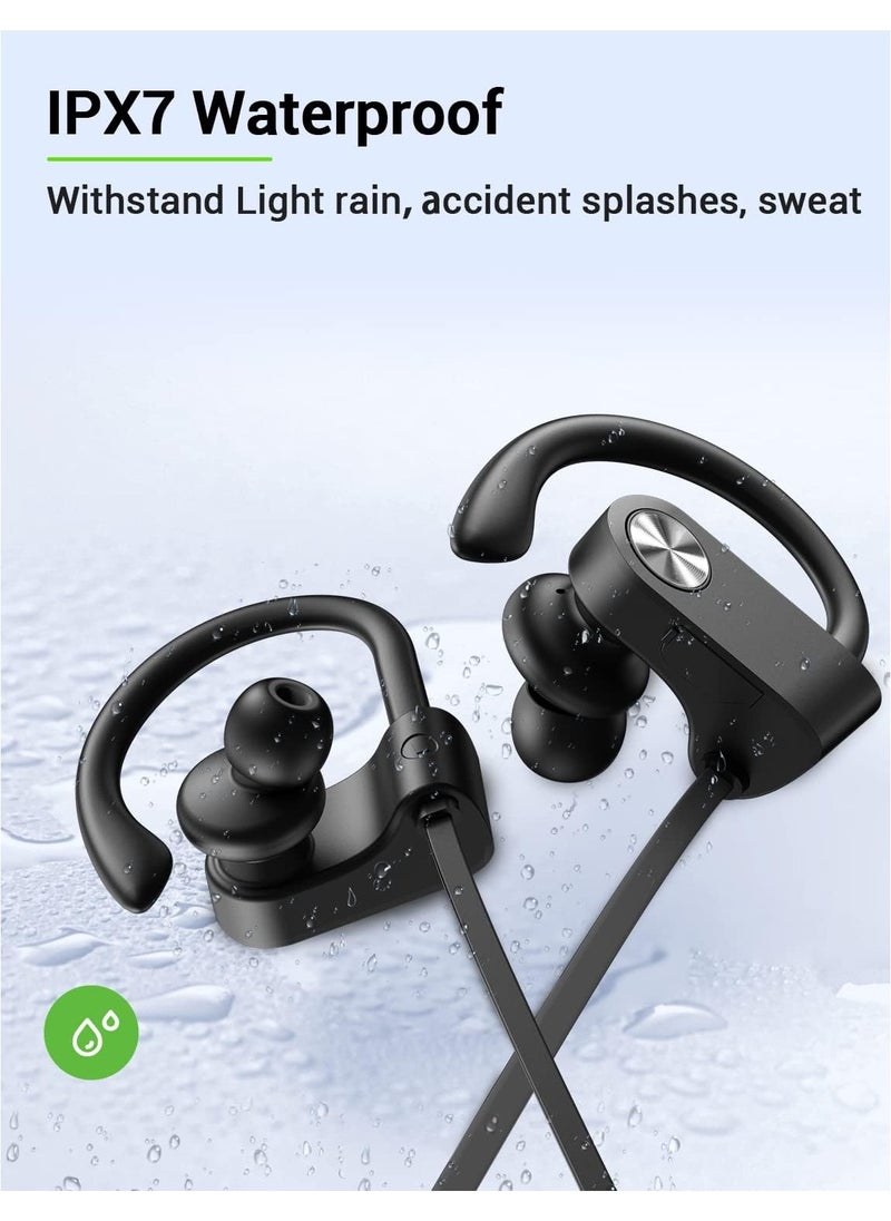 lekikpo Lekikpo Bluetooth Headphones, 5.3 Wireless Sports Earbuds IPX7 Waterproof with Mic, Stereo Sweatproof in-Ear Earphones, Noise Cancelling Headsets for Gym Running Workout, 16 Hours Playtime - Black&Grey  - Image 5