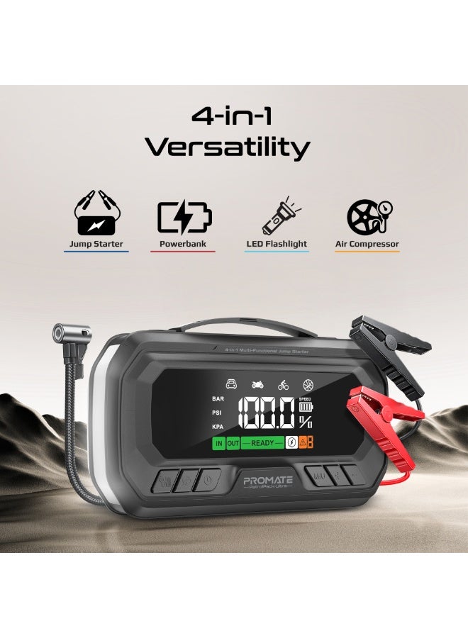 PROMATE PatrolPack-Ultra 3000A 4-in-1 Portable Jump Starter Power Bank with 150PSI Air Compressor, 16000mAh Battery, PD 65W Fast Charging, 7.5" LED Display, TMPS Auto Stop Tyre Inflator, Emergency Flashlight for 12V Vehicles - Image 3