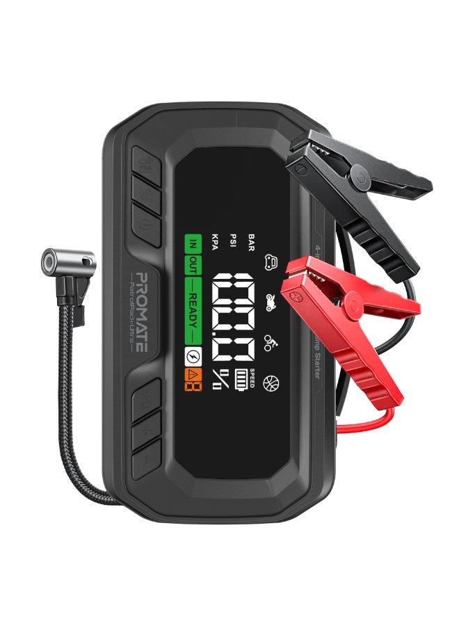 PROMATE PatrolPack-Ultra 3000A 4-in-1 Portable Jump Starter Power Bank with 150PSI Air Compressor, 16000mAh Battery, PD 65W Fast Charging, 7.5" LED Display, TMPS Auto Stop Tyre Inflator, Emergency Flashlight for 12V Vehicles - Image 2