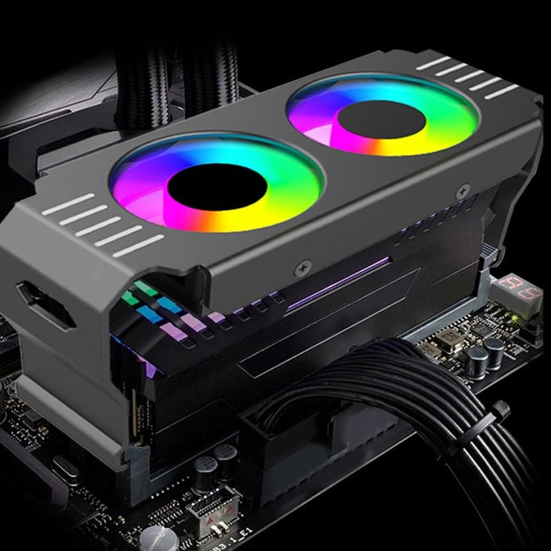 علبة الكمبيوتر البيضاء مع مبرد ARGB ومروحتين 120 ملم وتبريد ذاكرة من DDR3 إلى DDR5 - Image 3