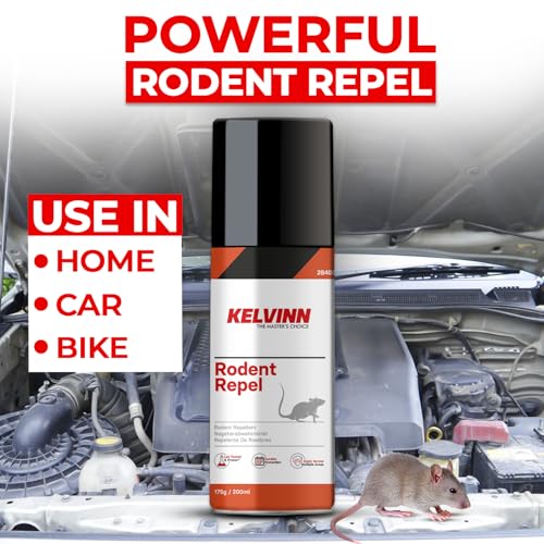 Kelvinn Rodent Repellent Spray 200ml, Natural Peppermint & Clove Rat Repellent for Car Engine Home Indoor Outdoor Use, Non Toxic Humane Mice Rats Squirrels Deterrent, Long Lasting Protection - Image 2