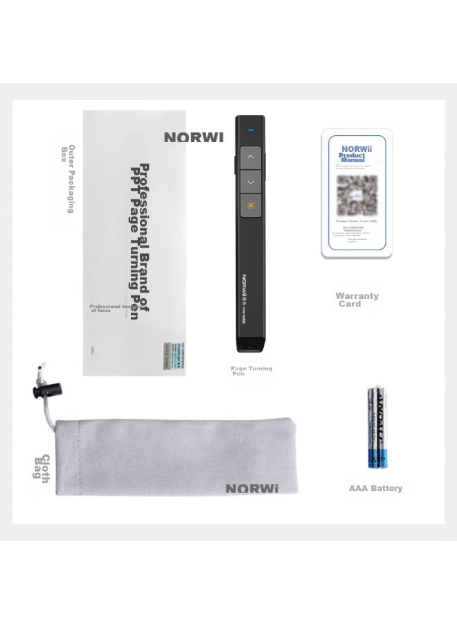 Norwii 360-degree Control Laser Page-turning Pen For Teachers, 100-meter Long-range Control Ppt Wireless Presenter Projection Pen Cat Teaser Electronic Pen N26s Red Light Black - Image 4
