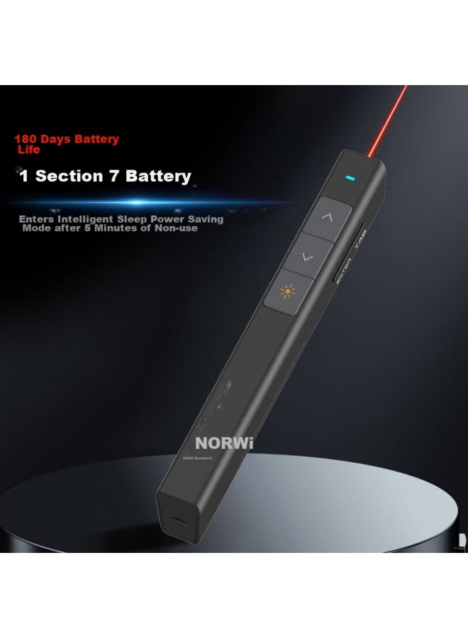Norwii 360-degree Control Laser Page-turning Pen For Teachers, 100-meter Long-range Control Ppt Wireless Presenter Projection Pen Cat Teaser Electronic Pen N26s Red Light Black - Image 2