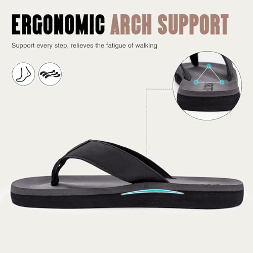 FITORY Men's Flip-Flops, Thongs Sandals Comfort Slippers for Beach Black Size 10 - Image 3