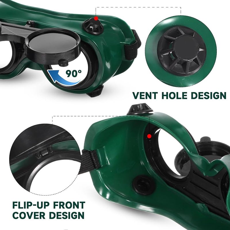 Kisangel 2pcs Flip Up Welding Safety Glasses Anti Scratch Lens Protective Eyewear - Image 4