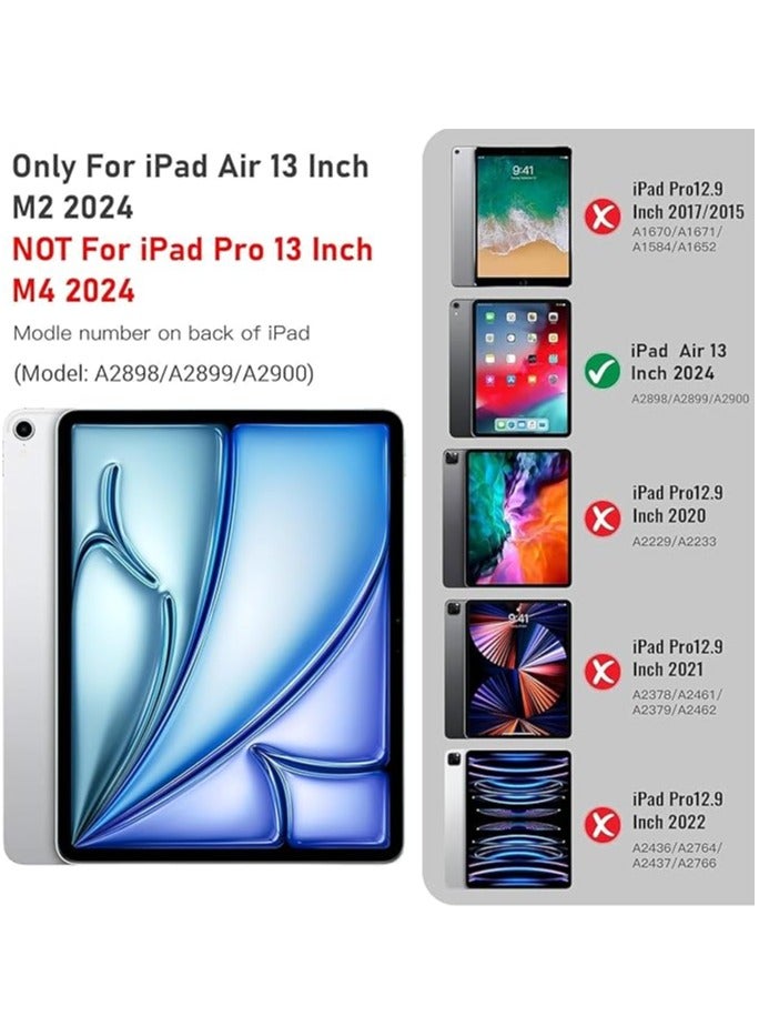 Green Tiger iPad Air 13 Inch Case Cover 2024 M2 with Screen Protector&Pen Holder | iPad Air 13 Case For Kids A2898 A2899 | Heavy Duty Shockproof Rugged Protective Case W/Handle Strap Sholuder Strap | Black - Image 5