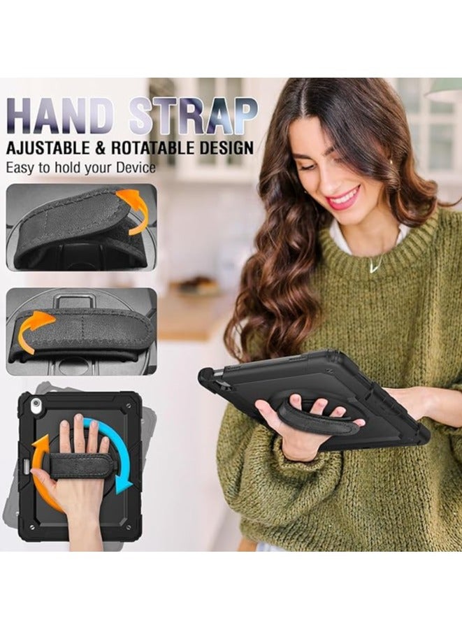 Green Tiger iPad Air 13 Inch Case Cover 2024 M2 with Screen Protector&Pen Holder | iPad Air 13 Case For Kids A2898 A2899 | Heavy Duty Shockproof Rugged Protective Case W/Handle Strap Sholuder Strap | Black - Image 3