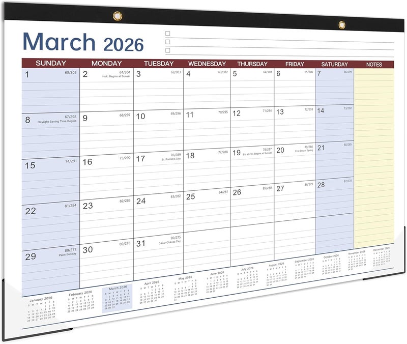 Tersus 2026 Desk Calendar - Large Desk Calendar 2026, JAN 2026 - DEC 2026, Desk Pad Calendar, 17" x 12" Desk/Wall Calendar 2-in-1 with Notes, Corner Protector, Blocks - Image 1
