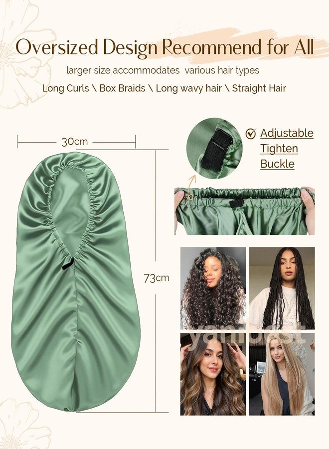 YANIBEST Satin Sleep Bonnet for Natural Hair - Extra Double Layer Long Adjustable Silk Hair Bonnet for Braids, Locs, Curls - Women’s Night Hair Protection Cap - Image 4