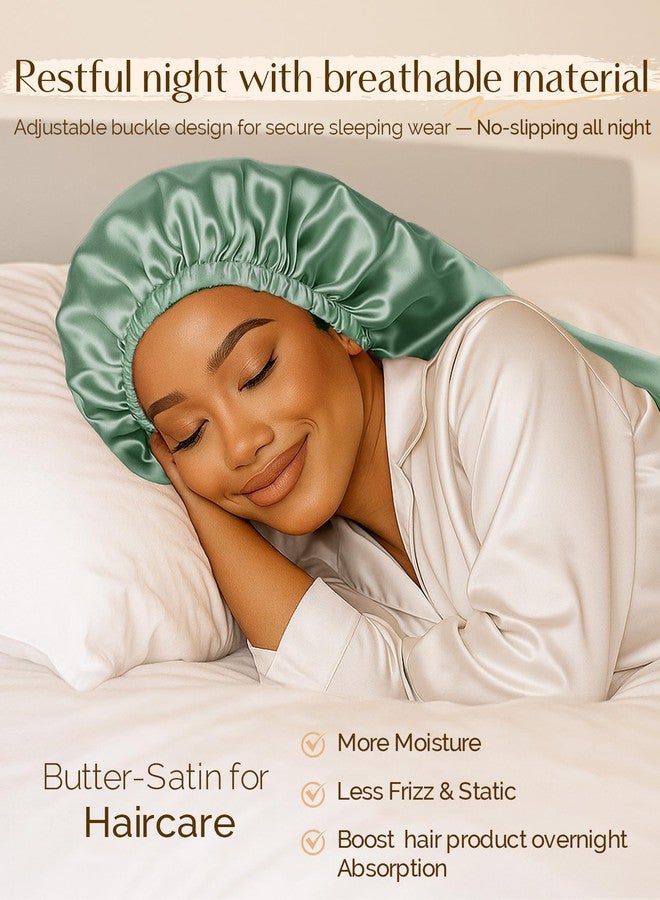 YANIBEST Satin Sleep Bonnet for Natural Hair - Extra Double Layer Long Adjustable Silk Hair Bonnet for Braids, Locs, Curls - Women’s Night Hair Protection Cap - Image 2