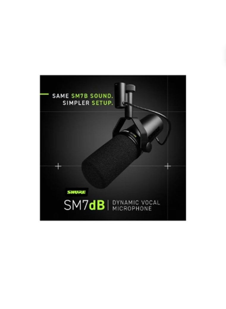 Shure - Dynamic Vocal Microphone W/Built-In Preamp For Streaming, Podcast, Recording, Wide-Range Frequency, Warm And Smooth Sound, Rugged Construction, Detachable Windscreen SM7DB Black - Image 1