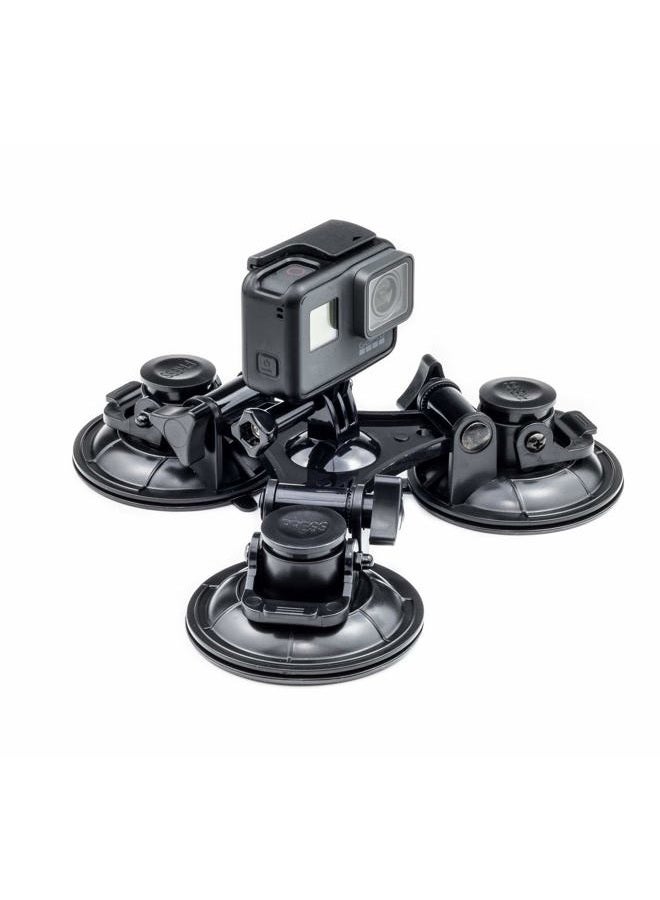 DigiCharge Action Camera Car Windshield Window Triple Suction Cup Mount Holder Compatible For GoPro Hero13 Hero12 Hero11 Max/DJI Osmo Action 5 / Hero 13 12 11 Mini 10 9 8 Akaso Apexcam Go Pro Cam - Image 1
