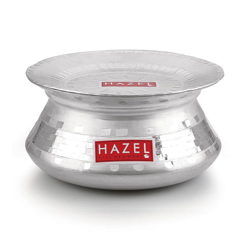 HAZEL Aluminium Handi with Lid 24 cm with 3200 ml Capacity Machine Hammered Finish Biryani Rice Cooking Pot Dhari Patiya Patila Tope Vessel - Image 5
