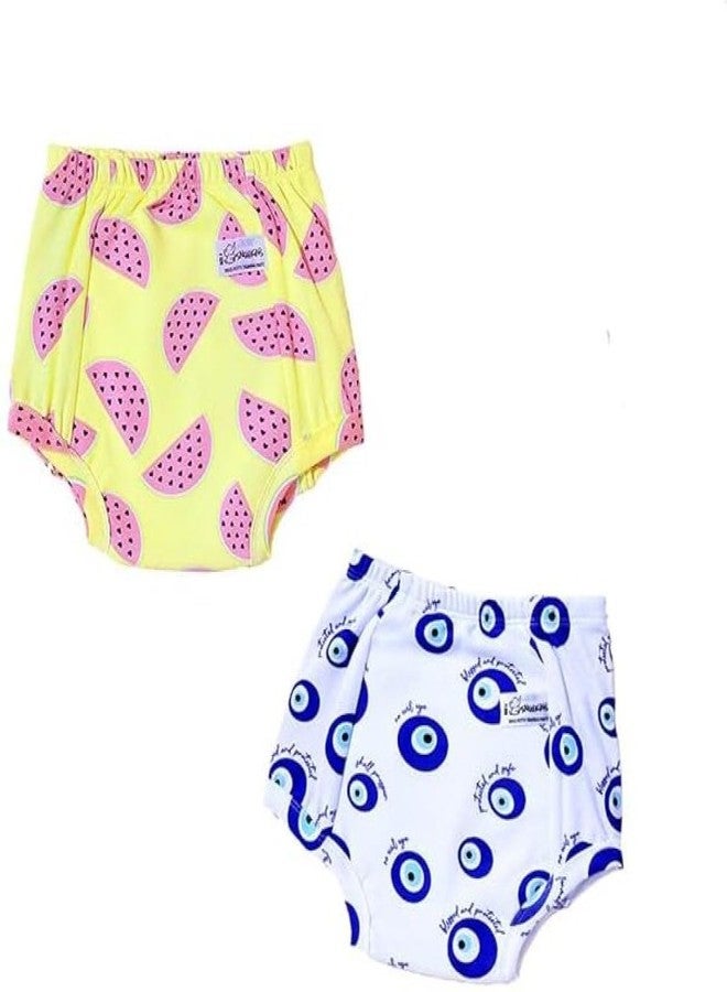 SNUGKINS Snug Potty Training Pull-up Pants for Babies/Toddlers/Kids | 100% Pure Cotton | Washable & Reusable | (Size 6, Fits 6 Years - 7 Years) |Evileye & Watermelon Pack of 2 - Image 1