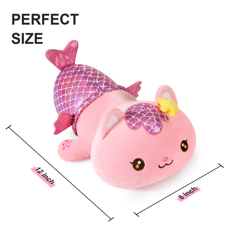 Onsoyours Cute Kitten Mermaid Plush Toy Stuffed Animal Kitty Soft Mermaid Cat Plush Pillow for Kids (Pink Cat Mermaid, 12") - Image 4