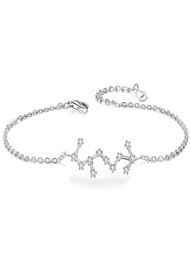 BriLove 925 Sterling Silver Bracelet -"Scorpio" Constellation Zodiac 12 Horoscope Astrology Women CZ Link Bracelet Clear April Birthstone - Image 1