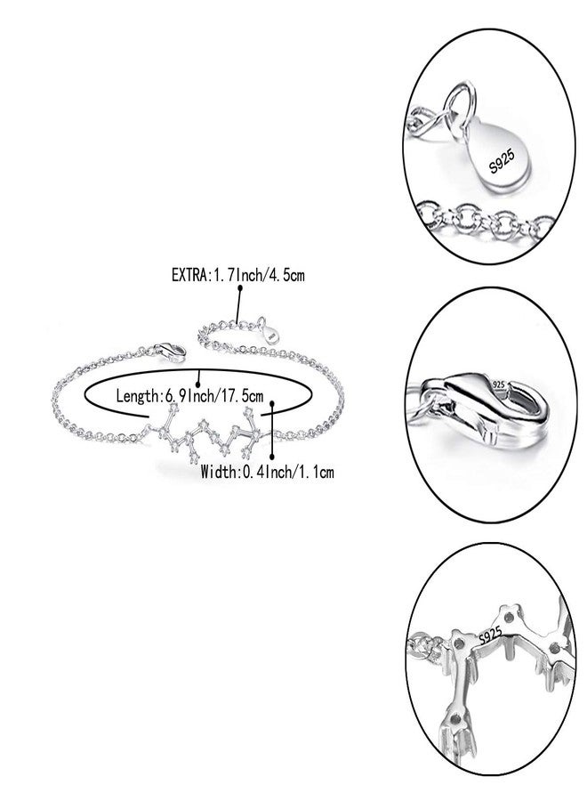 BriLove 925 Sterling Silver Bracelet -"Scorpio" Constellation Zodiac 12 Horoscope Astrology Women CZ Link Bracelet Clear April Birthstone - Image 5