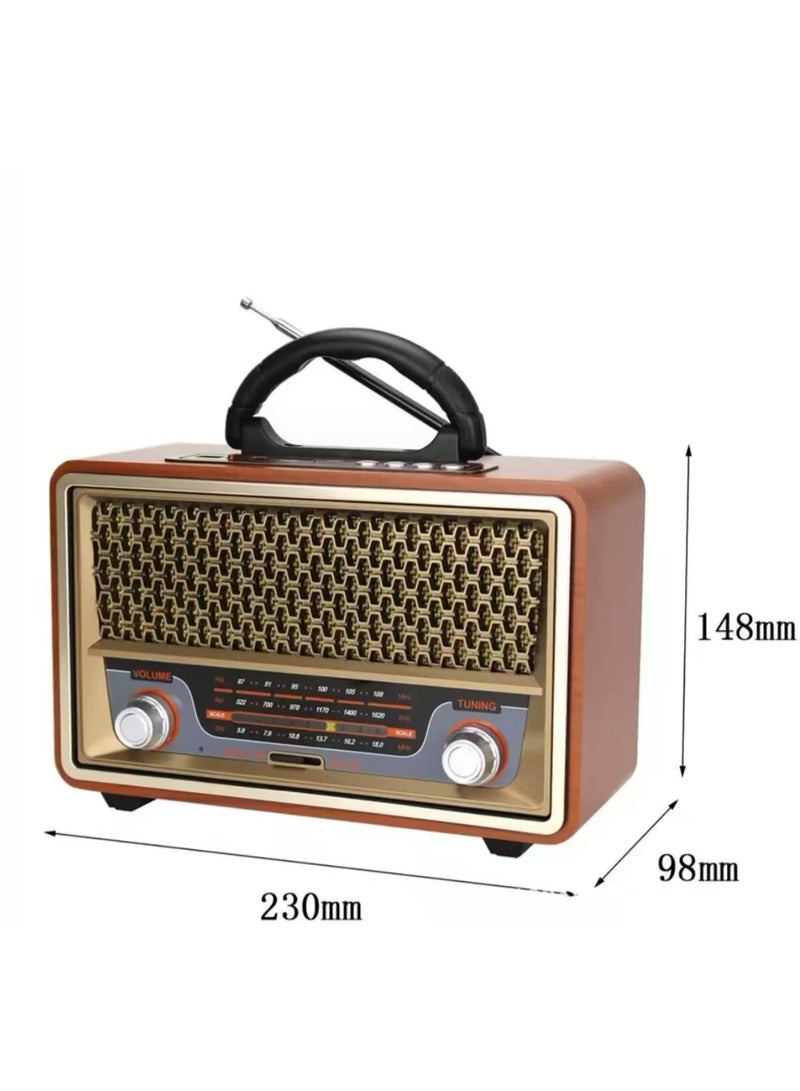 Radio FM - AM - SW Gold/Brown/Black Bluetooth Portable Audio TF Card  USB Flash disk Aux playback - Image 2