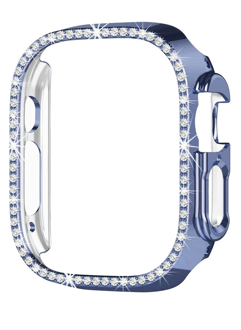 Watch Bling Diamond PC Shock Absorption Protection Case for Apple Watch Ultra 49mm, Shiny Crystal Rhinestone Case for Women Girls, Smart Watch Accessories Blue  - Image 2