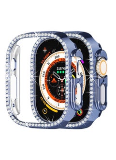 Watch Bling Diamond PC Shock Absorption Protection Case for Apple Watch Ultra 49mm, Shiny Crystal Rhinestone Case for Women Girls, Smart Watch Accessories Blue  - Image 1