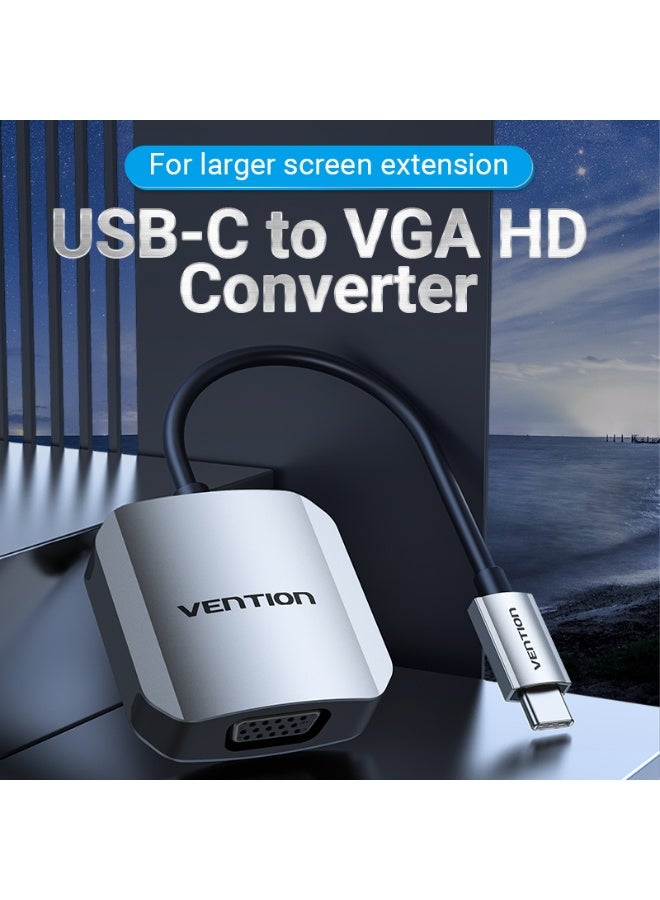 VENTION USB-C to VGA Converter 0.15M Gray Aluminum Alloy Type Model # TDFHB - Image 2