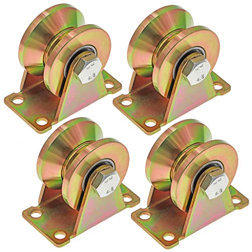 Skelang 2" V-Groove Wheel, Sliding Gate Casters, Heavy Duty Rigid Roller for Inverted V-Track, Rolling Gate, Industrial Machines Rail, Total Load Capacity 2500 Lbs, Pack of 4 - Image 1