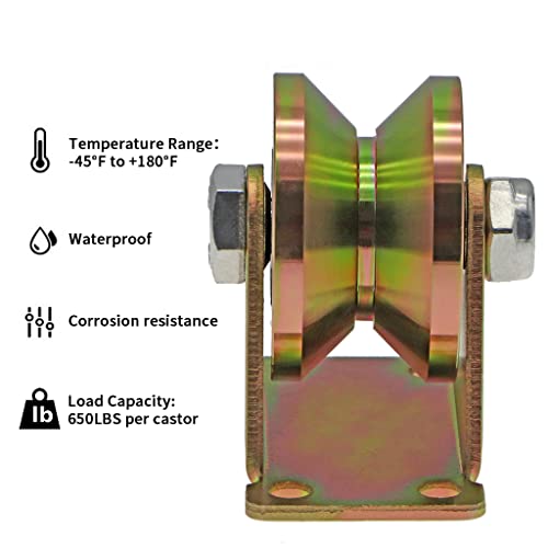Skelang 2" V-Groove Wheel, Sliding Gate Casters, Heavy Duty Rigid Roller for Inverted V-Track, Rolling Gate, Industrial Machines Rail, Total Load Capacity 2500 Lbs, Pack of 4 - Image 4