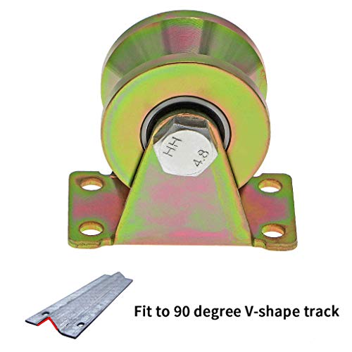 Skelang 2" V-Groove Wheel, Sliding Gate Casters, Heavy Duty Rigid Roller for Inverted V-Track, Rolling Gate, Industrial Machines Rail, Total Load Capacity 2500 Lbs, Pack of 4 - Image 5