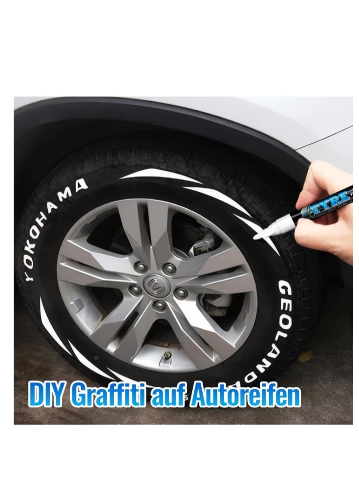 2PCS Premium Tire Marker Pens, White Waterproof Paint Markers For Car Tire Lettering,Paint Pen for Car Tires,Car Tire Graffiti Pen,Automobile Decoration Supplies - Image 3