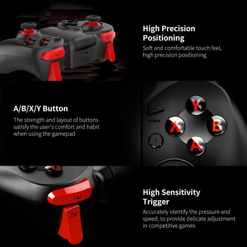 Wireless Controller: Black, Stable BT Connection, Low Latency - High Precision 360° Joysticks Bluetooth Gamepad for Mobile Gaming, Competitive Game Players - Image 2