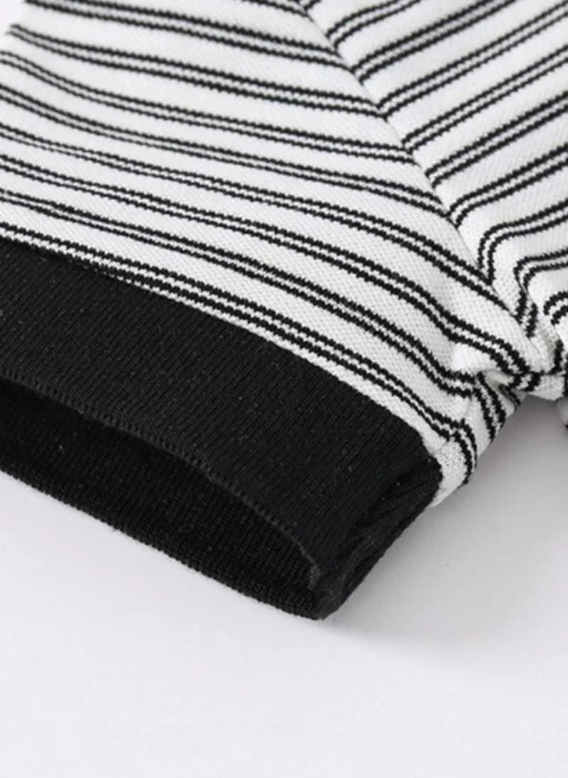 يونيكي White Striped Polo Collar Tshirt