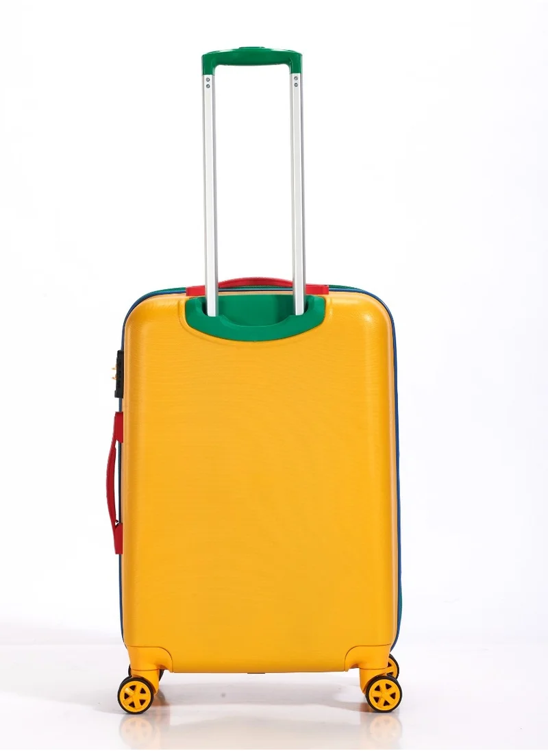 UNITED COLORS OF BENETTON BNTA-202 Premium Quality Set of 3 Luggage with TSA Lock| Material- Acrylonitrile Butadiene Styrene| Adjustable Trolley Handle | Smooth Dual Wheels 360degree rotate| Cabin, Medium, Large| Yellow
