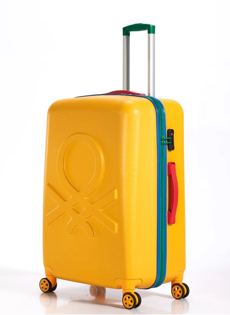 UNITED COLORS OF BENETTON BNTA-202 Premium Quality Set of 3 Luggage with TSA Lock| Material- Acrylonitrile Butadiene Styrene| Adjustable Trolley Handle | Smooth Dual Wheels 360degree rotate| Cabin, Medium, Large| Yellow