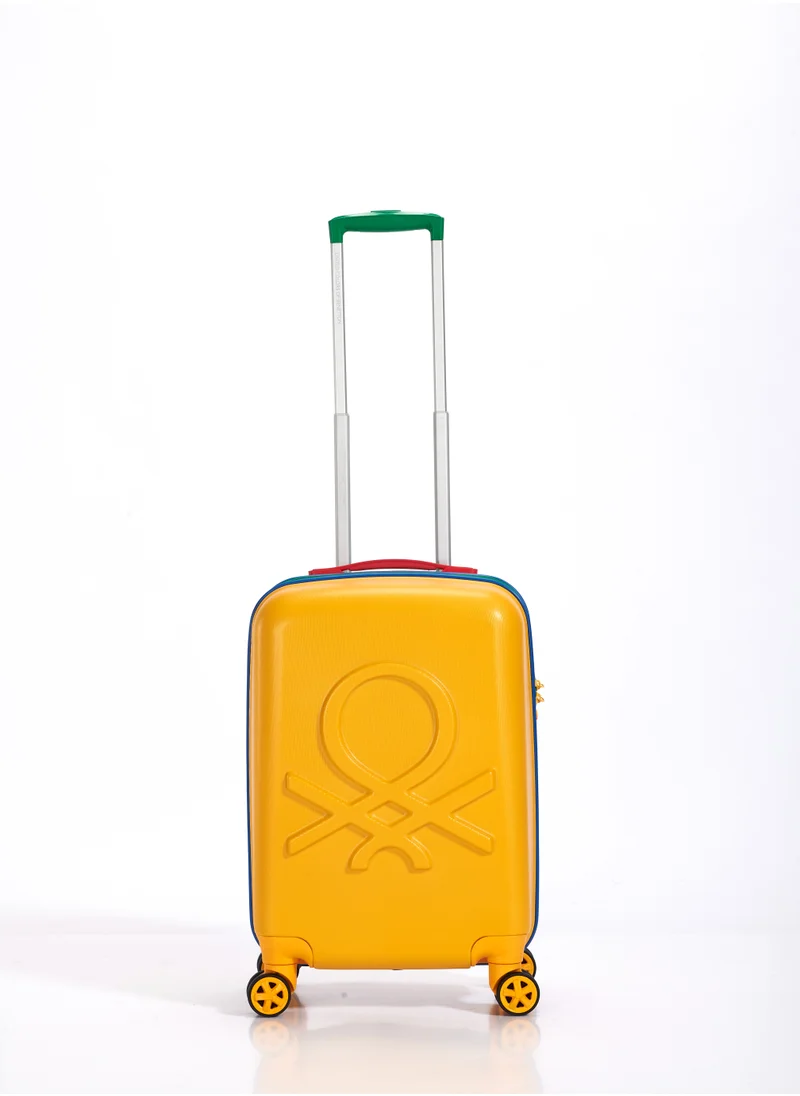 UNITED COLORS OF BENETTON BNTA-202 Premium Quality Set of 3 Luggage with TSA Lock| Material- Acrylonitrile Butadiene Styrene| Adjustable Trolley Handle | Smooth Dual Wheels 360degree rotate| Cabin, Medium, Large| Yellow