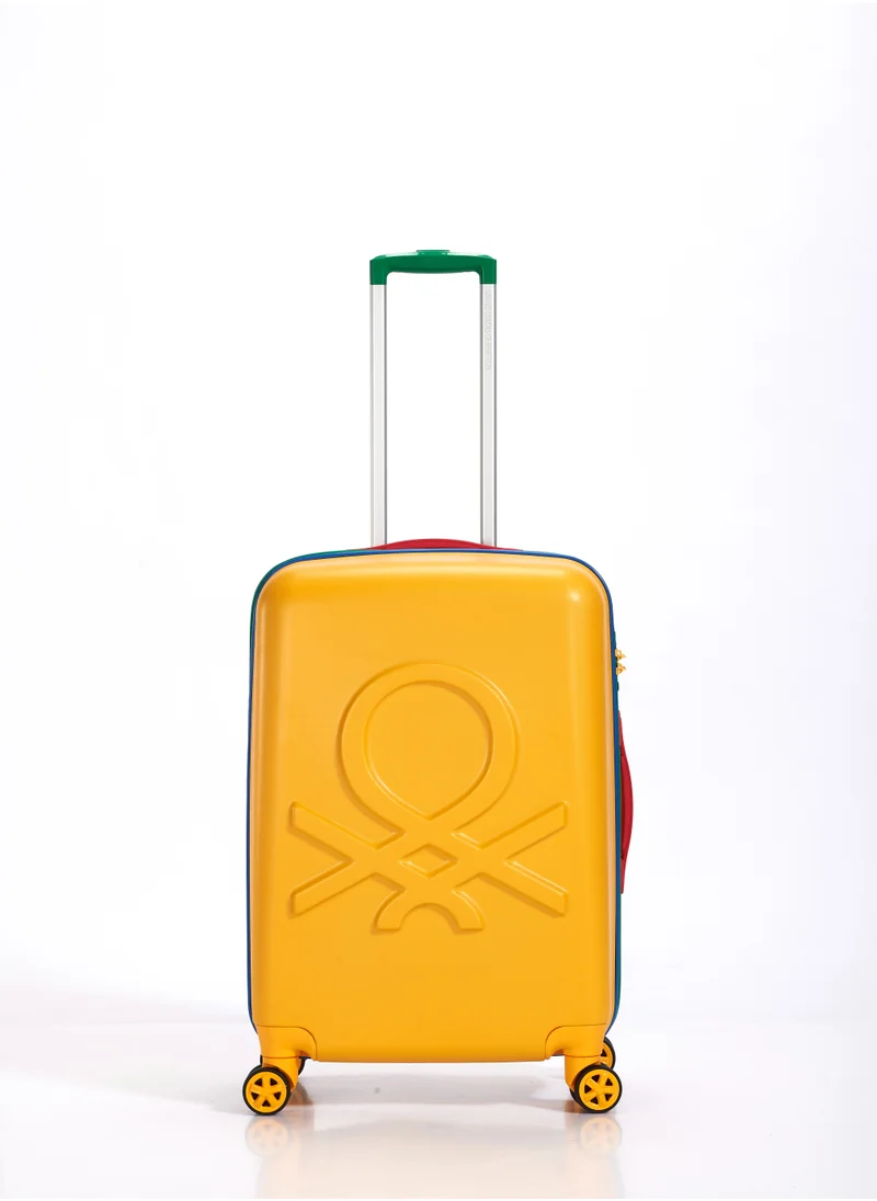 UNITED COLORS OF BENETTON BNTA-202 Premium Quality Set of 3 Luggage with TSA Lock| Material- Acrylonitrile Butadiene Styrene| Adjustable Trolley Handle | Smooth Dual Wheels 360degree rotate| Cabin, Medium, Large| Yellow
