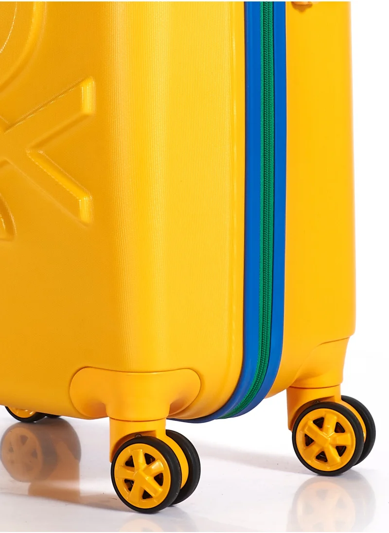 UNITED COLORS OF BENETTON BNTA-202 Premium Quality Set of 3 Luggage with TSA Lock| Material- Acrylonitrile Butadiene Styrene| Adjustable Trolley Handle | Smooth Dual Wheels 360degree rotate| Cabin, Medium, Large| Yellow