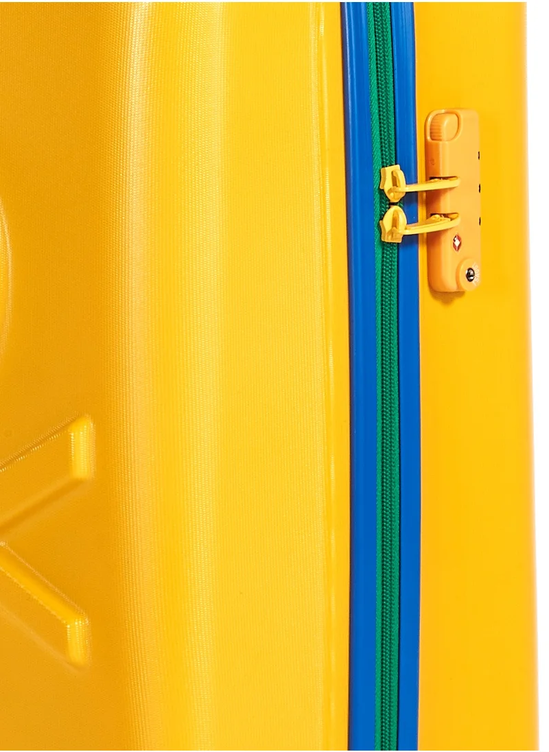 UNITED COLORS OF BENETTON BNTA-202 Premium Quality Set of 3 Luggage with TSA Lock| Material- Acrylonitrile Butadiene Styrene| Adjustable Trolley Handle | Smooth Dual Wheels 360degree rotate| Cabin, Medium, Large| Yellow