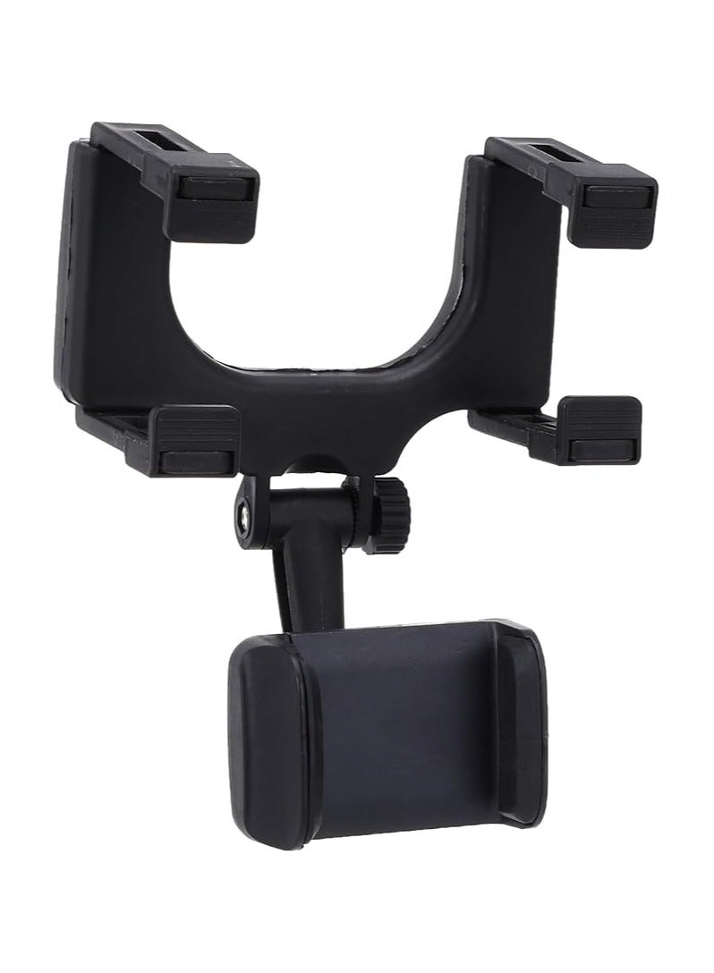 حامل موبايل عالمي للمرايا الداخلية في السيارة، دوران 360° قابل للتعديل للقيادة hands-free والملاحة (أسود)