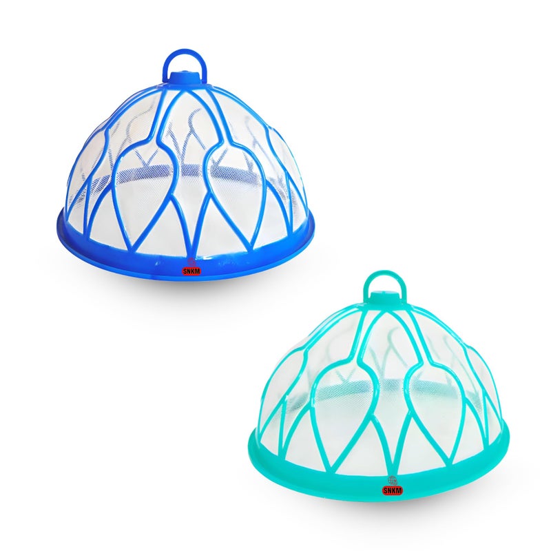 SNKM SNKM Plastic Food Cover Net Dome with Hanging Hook Big Size Round Net Kitchen Table | Flies Mosquitoes Insect Proof Dining Tables Covers (Large Size, 32 cm/12.5 Inch Multicolour, Combo Pack of 2)  - Image 1