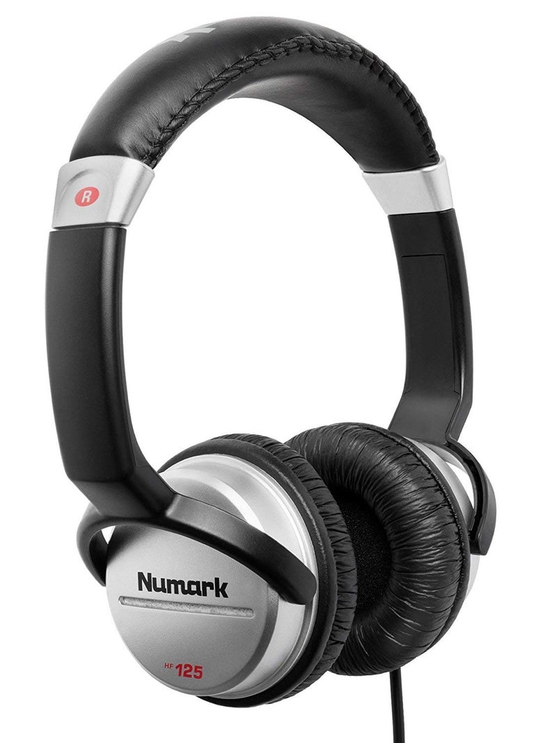 Numark سماعات DJ احترافية Hf125 سلكية فوق الأذن مع ميكروفون وتصميم خلفي مغلق لعزل ممتاز، أسود وفضي - Image 1